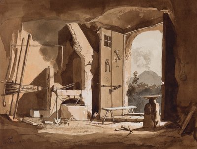 Interior of a forge, with additions by Prince Gaetano Maria Federico di Borbone, 1854 by Achille Vianelli